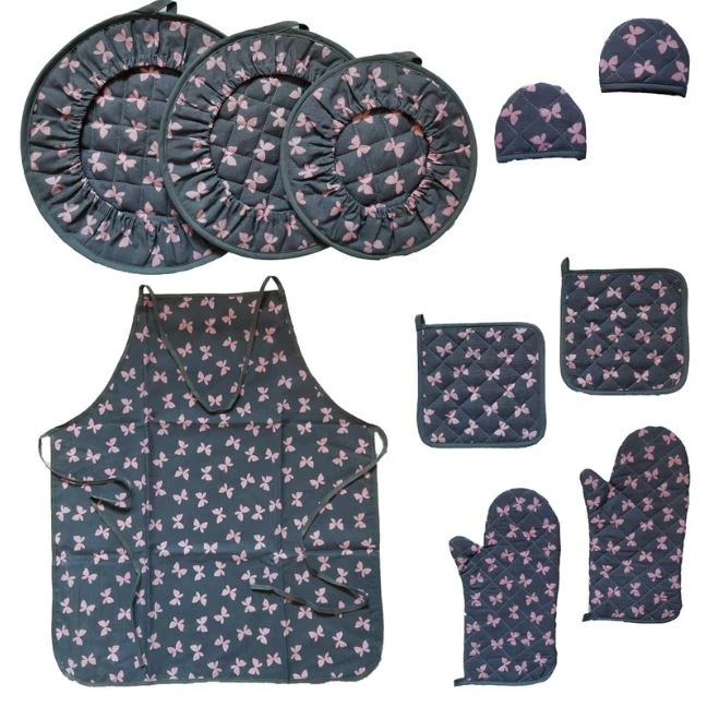 سرویس و ست لوازم پارچه ای آشپزخانه 10 تکه طرح گل من