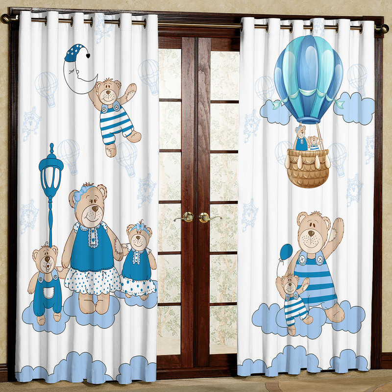 پرده کودک مدل خرس هازان پانچی کد 4274 سایز 140x200 سانتی متر