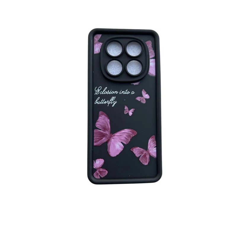 کاور مدل سولید   طرح پروانه برجسته کد Bi90 مناسب برای گوشی موبایل شیائومی Redmi Note 14 pro