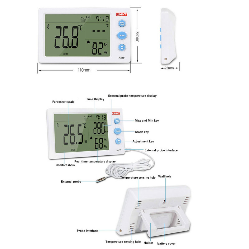 دما و رطوبت سنج یونی-تی مدل A12T دما و رطوبت سنج یونی-تی مدل A12T