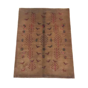 گبه بختیاری سه متری مدل منظره زمینه قهوه‌ای 