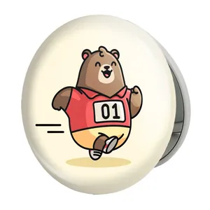 آینه جیبی خندالو طرح حیوانات بامزه خرس مدل تاشو کد 28350 