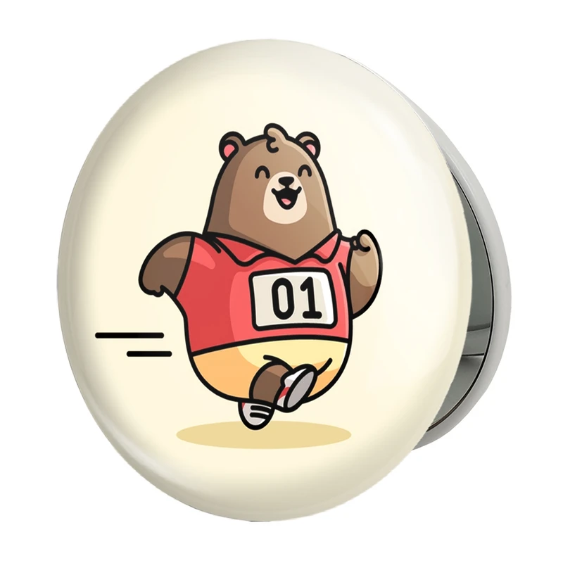 آینه جیبی خندالو طرح حیوانات بامزه خرس مدل تاشو کد 28350 