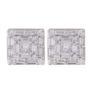 گوشواره طلا 18 عیار جواهری گاندی زنانه مدل 30318