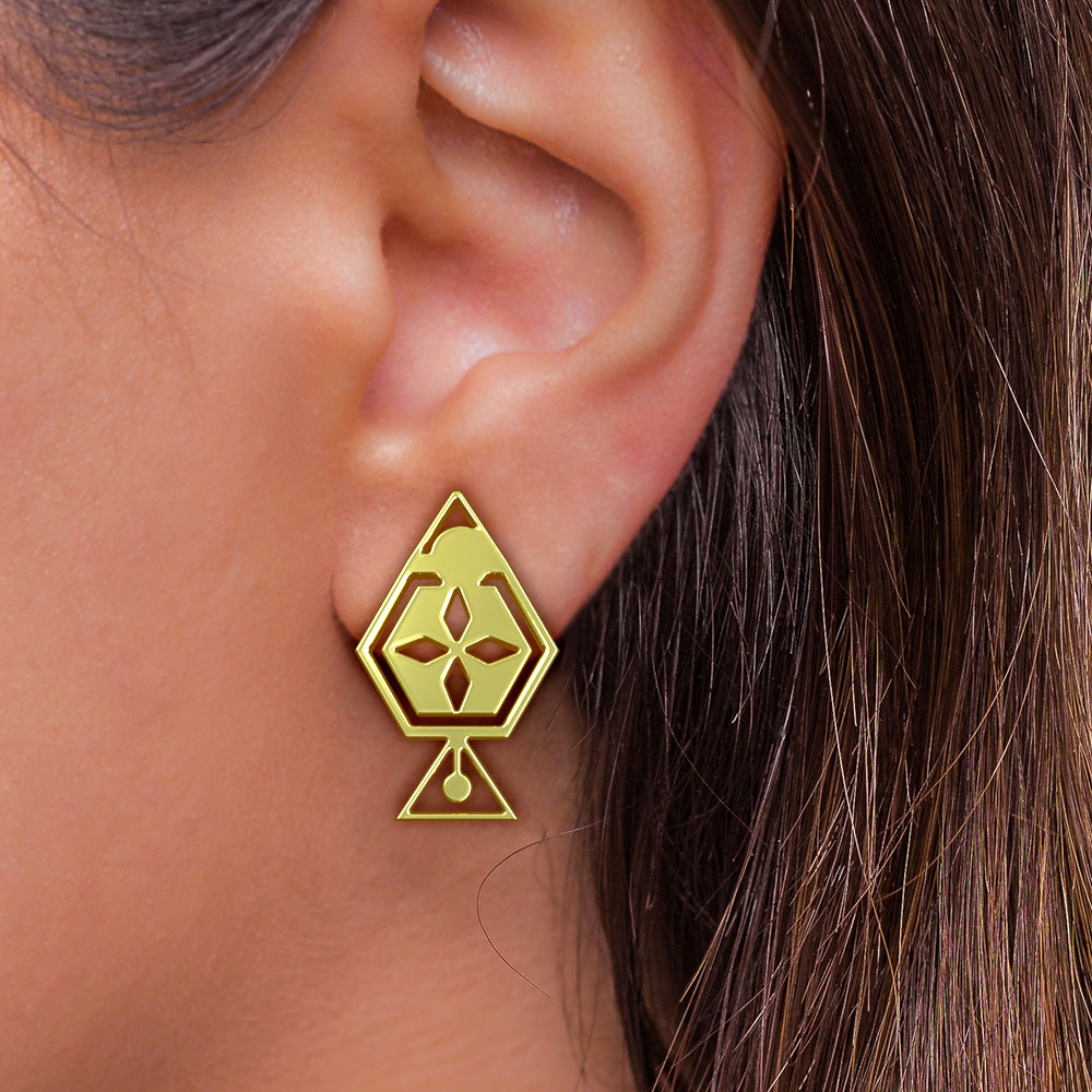 گوشواره طلا 18 عیار زنانه مدوپد مدل هندسی کد GA1-10368