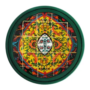 بشقاب دیوارکوب سفالی طرح کاشی کد 1057