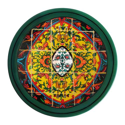 بشقاب دیوارکوب سفالی طرح کاشی کد 1057