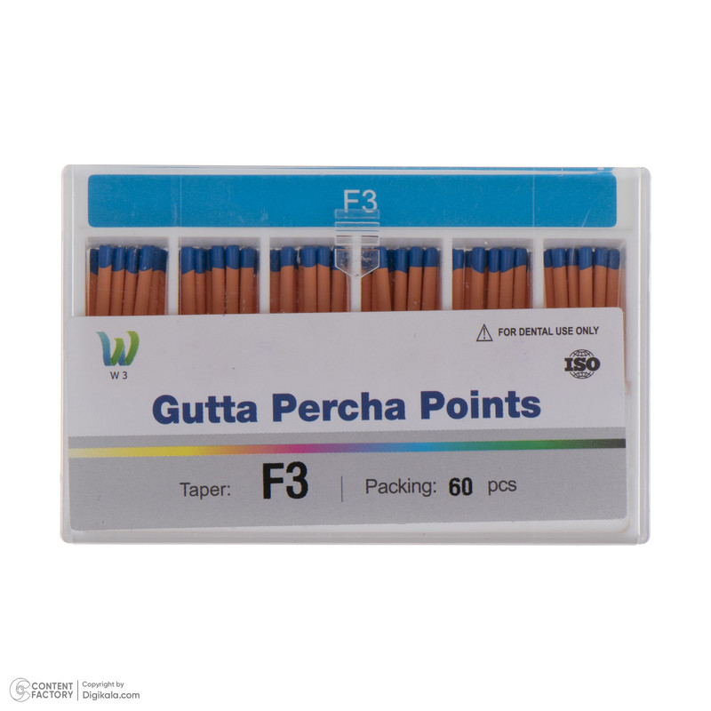 گوتا دندانپزشکی دبلیو تری مدل F3 بسته 60 عددی گوتا دندانپزشکی دبلیو تری مدل F3 بسته 60 عددی