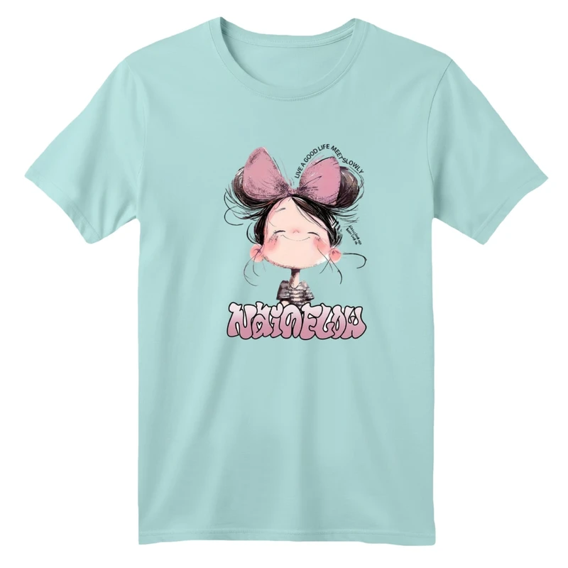 تی شرت آستین کوتاه بچگانه مدل دخترک پاپیونی