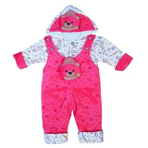 ست سرهمی و سویشرت نوزادی مدل خرسی رنگ سرخابی