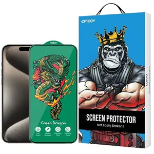 Epicoy Green Dragon ExplosionProof Glass Screen Protector For Apple iPhone 15 Pro Max