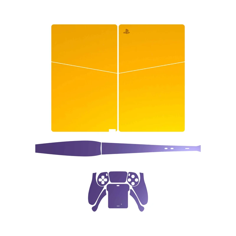برچسب کنسول و دسته بازی PS5 Slim Digital Edition ماهوت مدل Deep Mustard_BlueBerry
