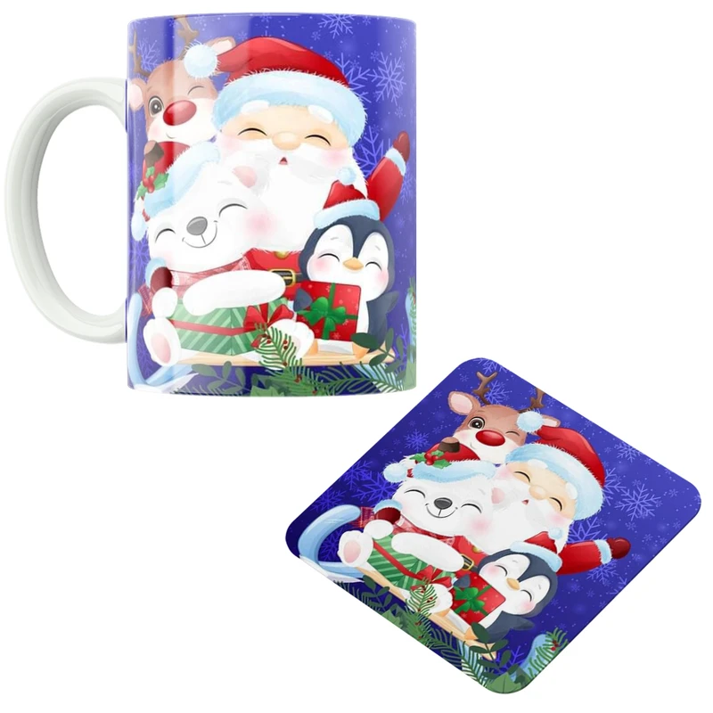 ماگ پاد آفرین مدل کریسمس کد DKC623 به همراه زیر لیوانی