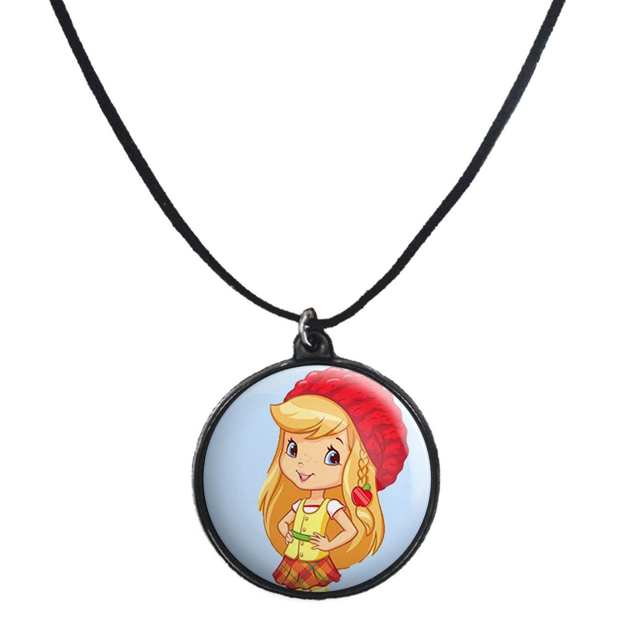 گردنبند پرمانه طرح دختر توت فرنگی کد pmb.1647 مدل دو طرفه