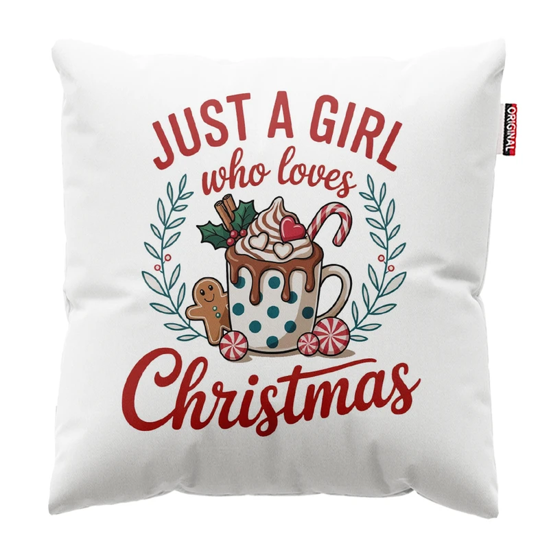 کوسن پاد آفرین مدل کریسمس طرح دخترانه کد PK402569 سایز 40*40 سانتی متر 