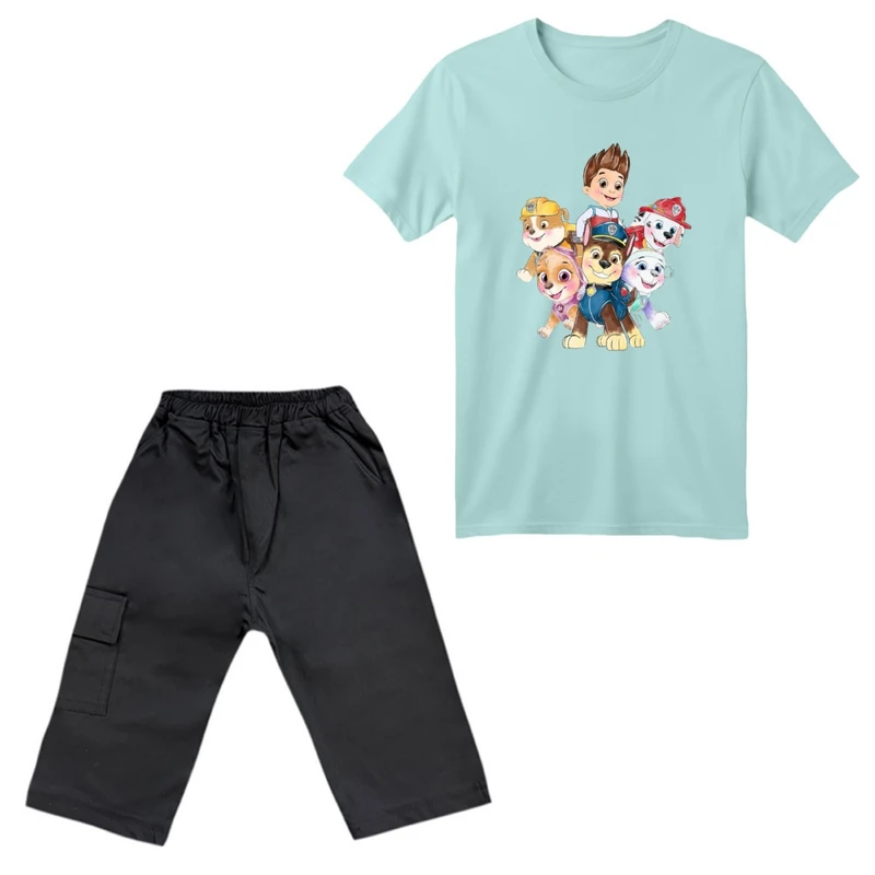 ست تی‌شرت آستین کوتاه و شلوارک پسرانه مدل سگ نگهبان کد ۲