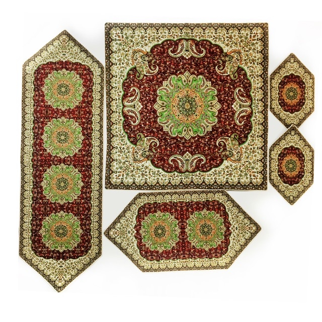 ست ٥ تكه روميزي ترمه مدل ترنج