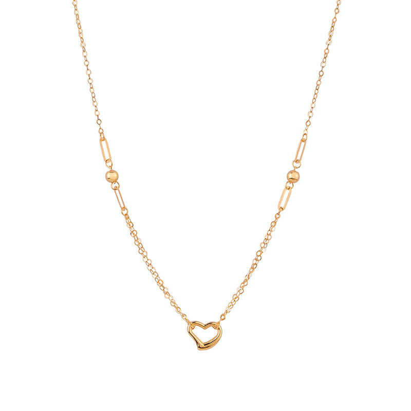 گردنبند طلا 18 عیار زنانه با زنجیر حلقه‌ای (فلامینگو) کیا گالری مدل قلب هرمس کد NMR506