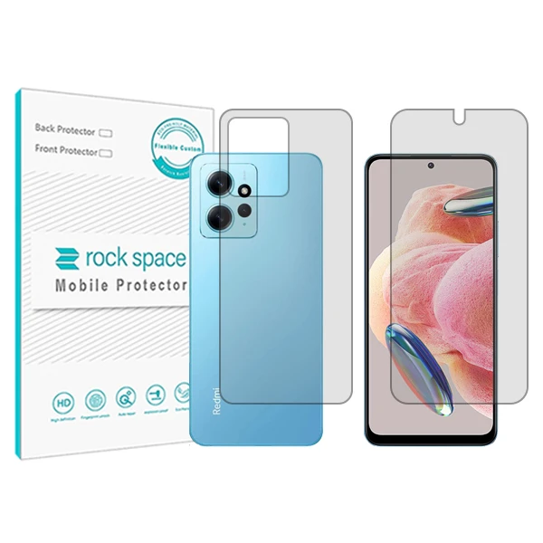 محافظ صفحه نمایش شفاف راک اسپیس مدل HyGEL مناسب برای گوشی موبایل شیائومی Redmi Note12 4G  به همراه محافظ پشت