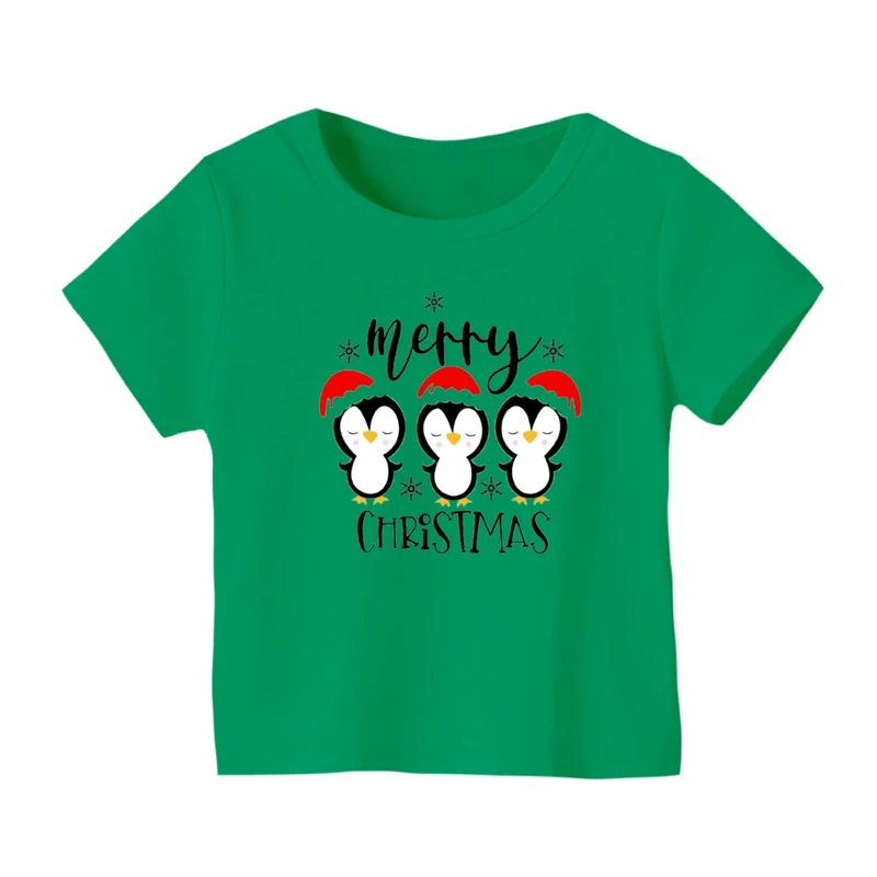 تی شرت آستین کوتاه بچگانه مدل پنگوئن کریسمس کد 8