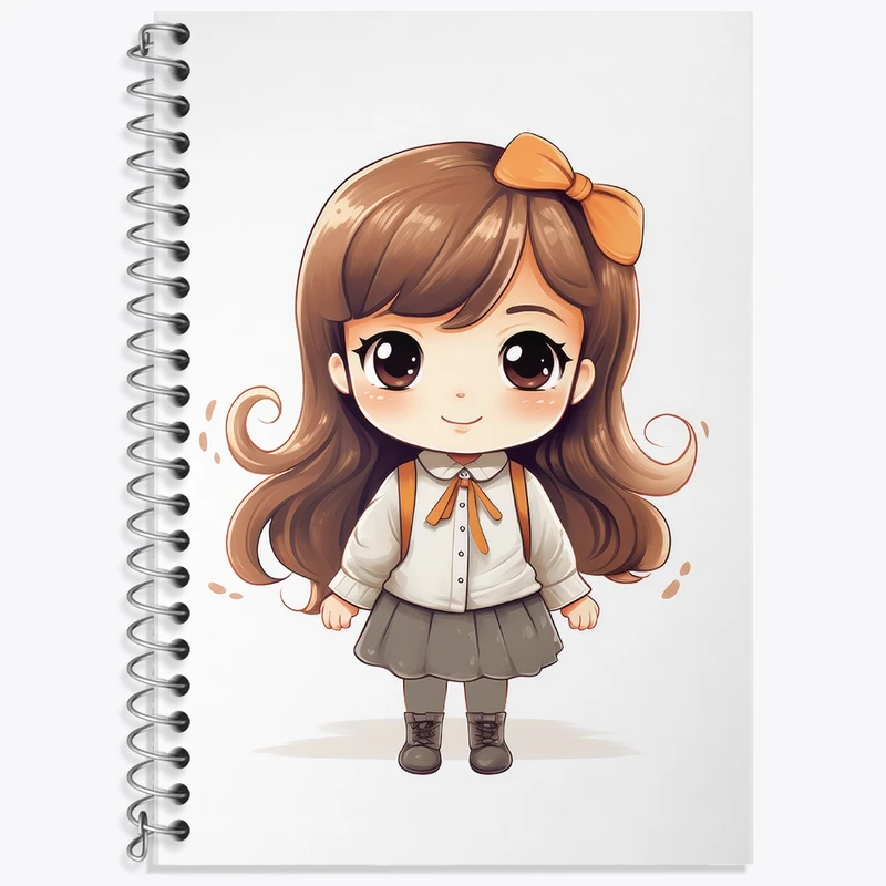 دفتر زبان 50 برگ خندالو مدل دو خط طرح دخترانه کیوت کد F2243