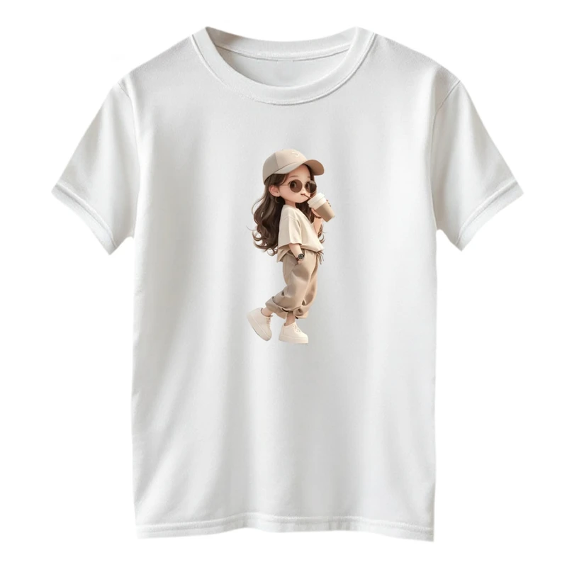 تی شرت آستین کوتاه بچگانه مدل دخترک اسپرت