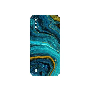MAHOOT Turquoise marblewith golden streaks Cover Sticker for Samsung Galaxy M01