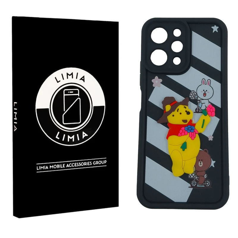 کاور لیمیا مدل سولید لنزدار طرح عروسکی برجسته مناسب برای گوشی موبایل شیائومی Redmi 12 4G