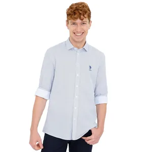 پیراهن آستین بلند مردانه یو اس پولو مدل نخ