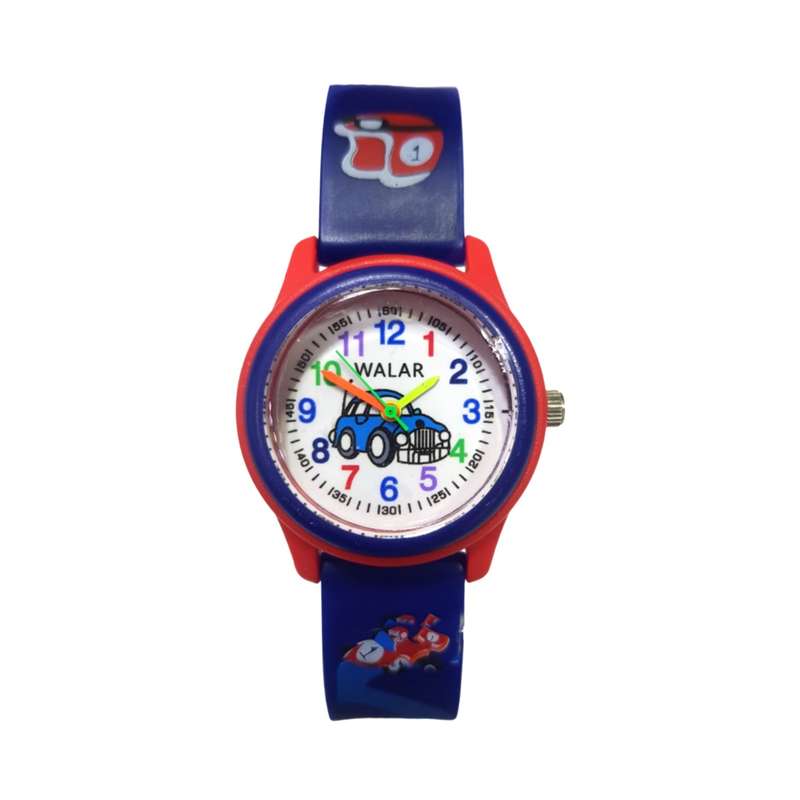 ساعت مچی عقربه ای بچگانه والار مدل ضدآب طرح ماشین کد 13