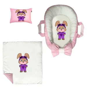 سرویس خواب سه تکه نوزاد ناریکو مدل گارد محافظ دار طرح خرگوش کد 0240