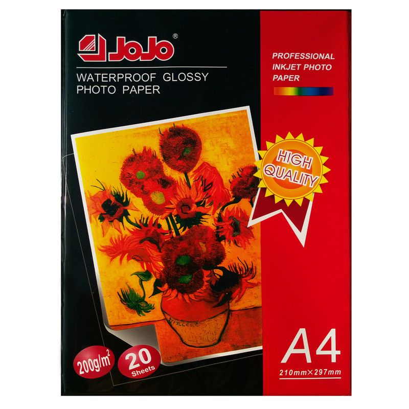 کاغذ فتوگلاسه جوجو مدل 200g/m سایز A4 بسته 20 عددی