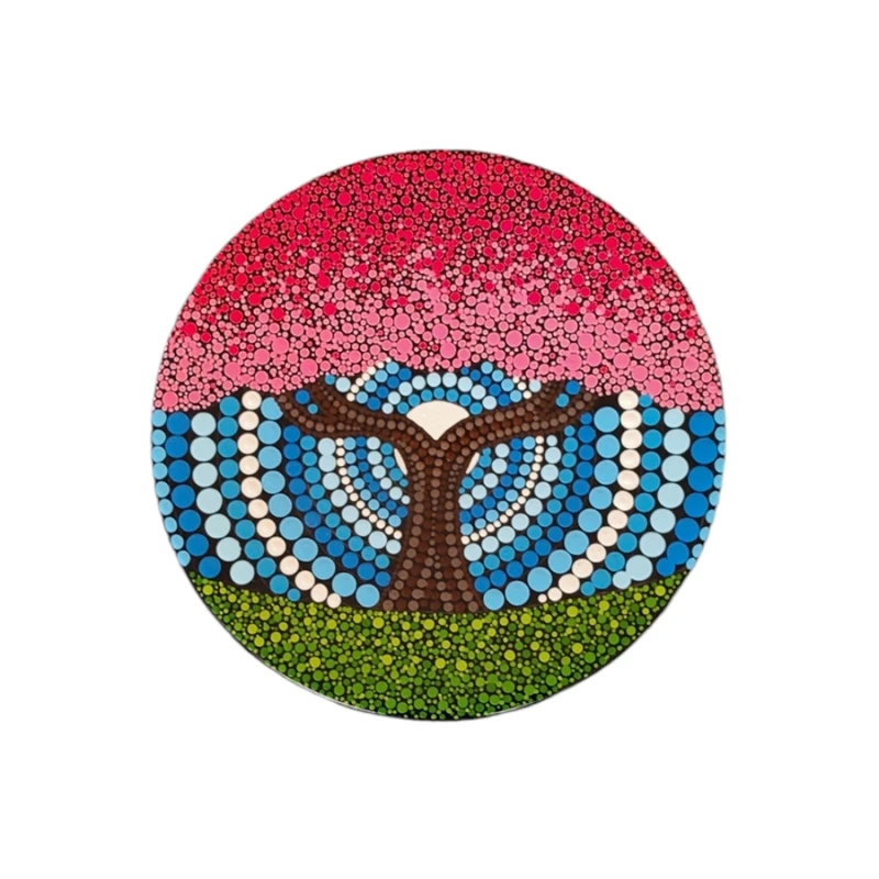 بشقاب دیوارکوب سفالی طرح نقطه کوبی مدل 200