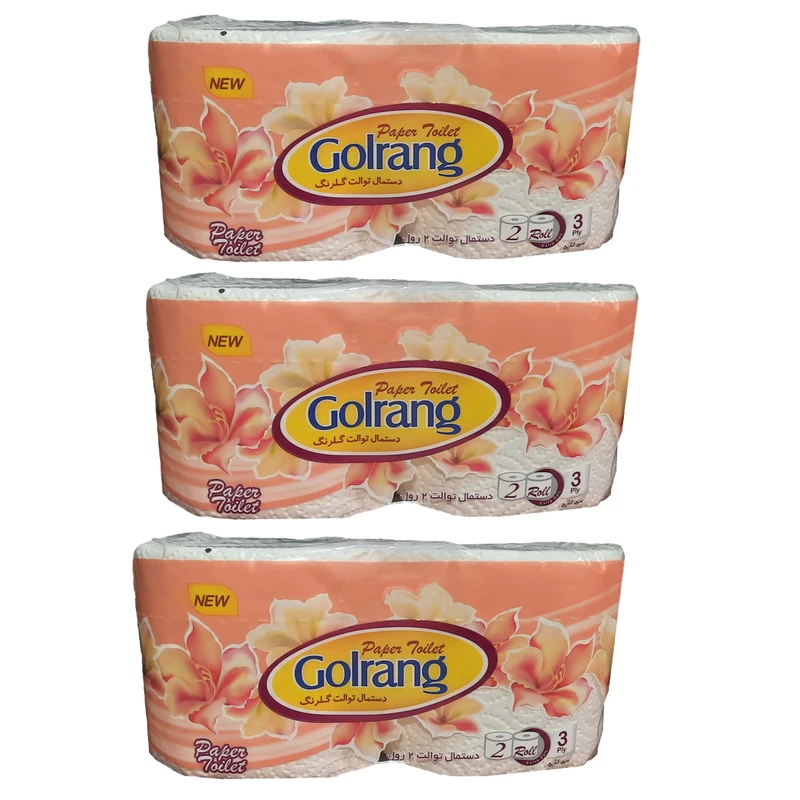 دستمال توالت گلرنگ مدل soft سه بسته 2 عددی