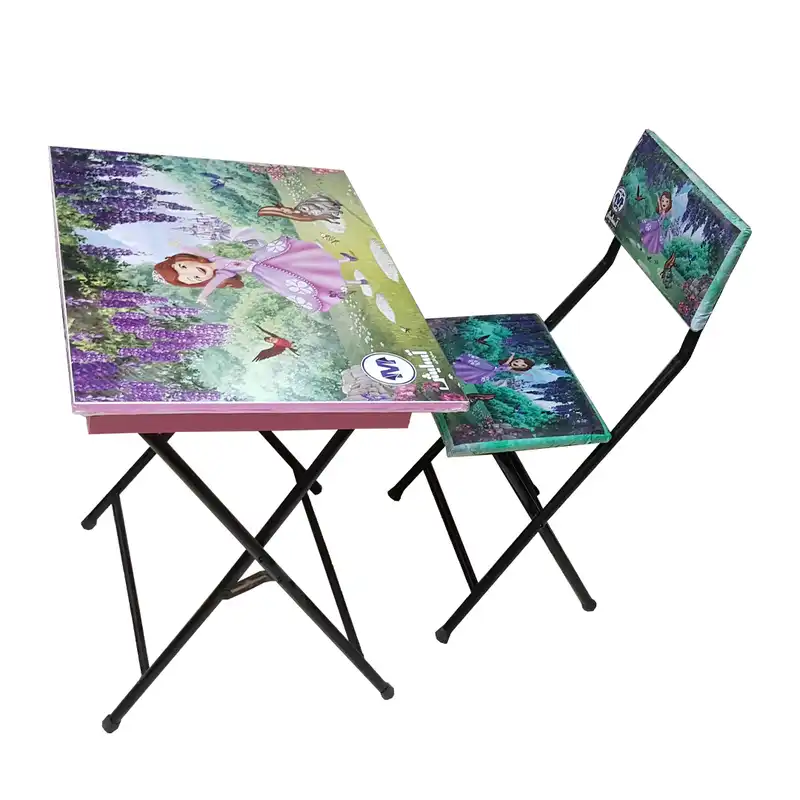 ست میز تحریر و صندلی آسایش مدل تاشو نرمال طرح سوفیا