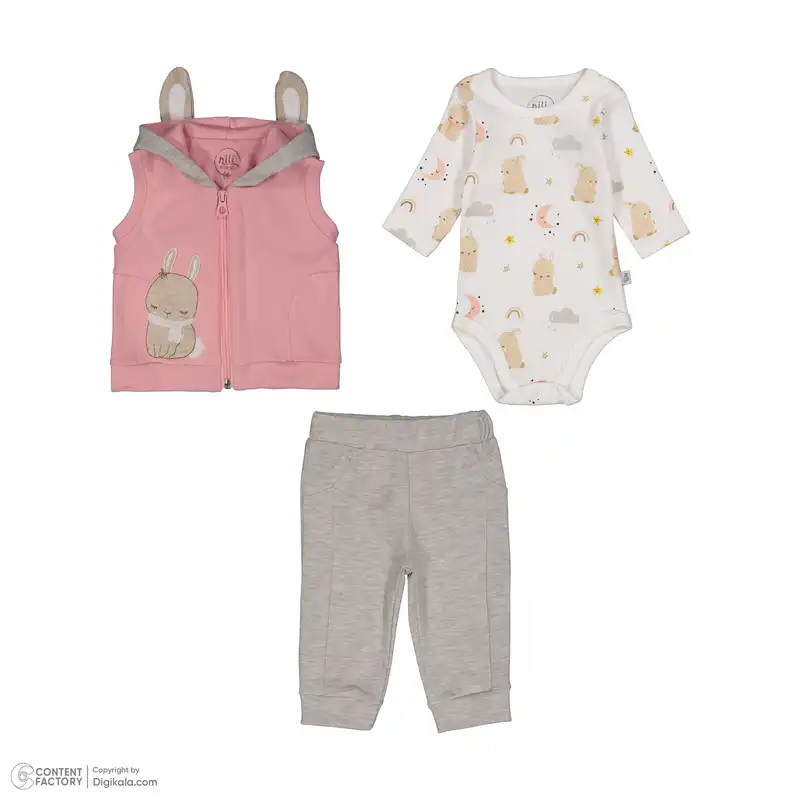 ست 3 تکه لباس نوزادی دخترانه ایندیگو مدل 4074