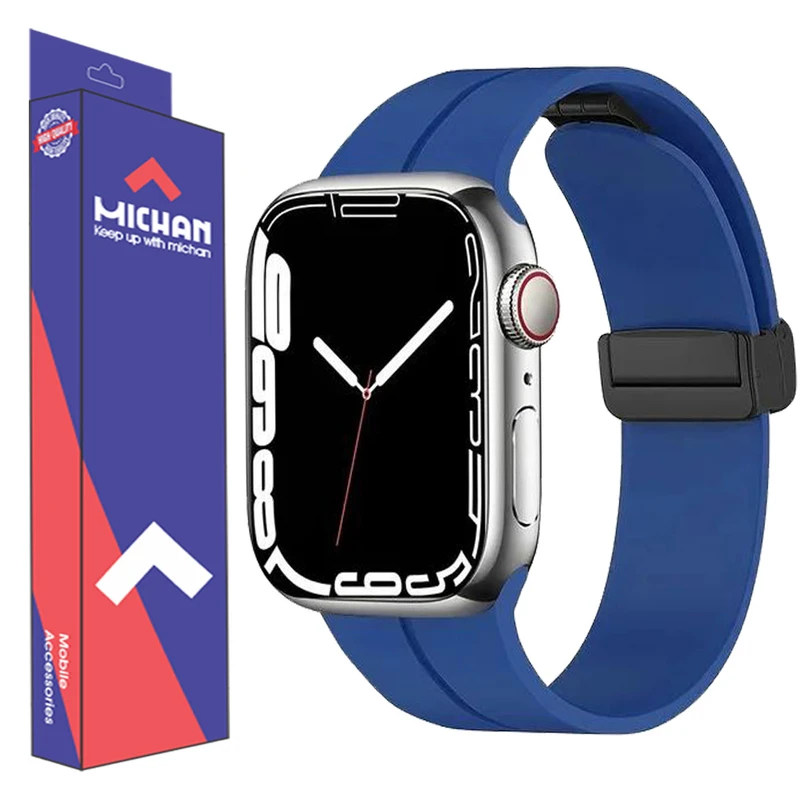 بند میچان مدل Silicone Magnetic مناسب برای اپل واچ 41/40/38 میلیمتر