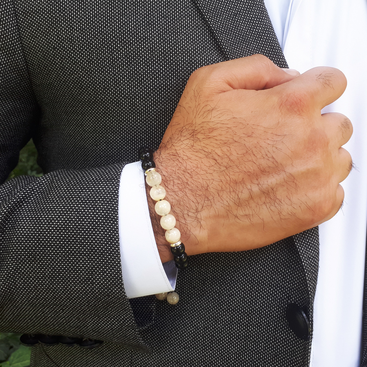 دستبند نقره پرمون مدل اونیکس سیترین دستبند نقره پرمون مدل اونیکس سیترین