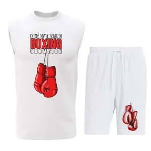 ست تاپ و شلوارک مردانه طرح بوکس مدل B039W