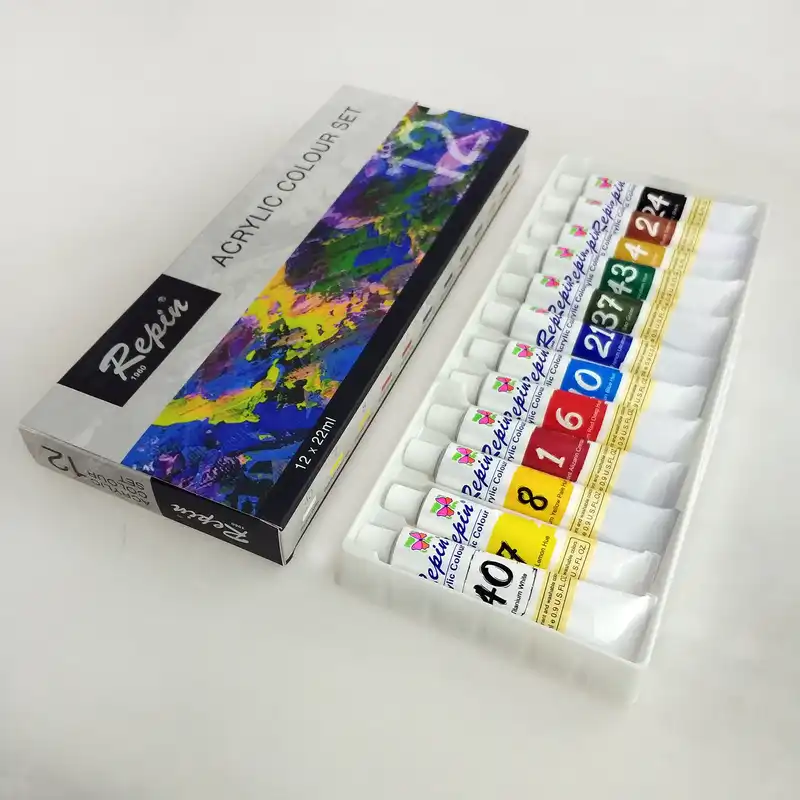 رنگ اکریلیک 12 رنگ رپین مدل 901006 حجم 22 میلی لیتر