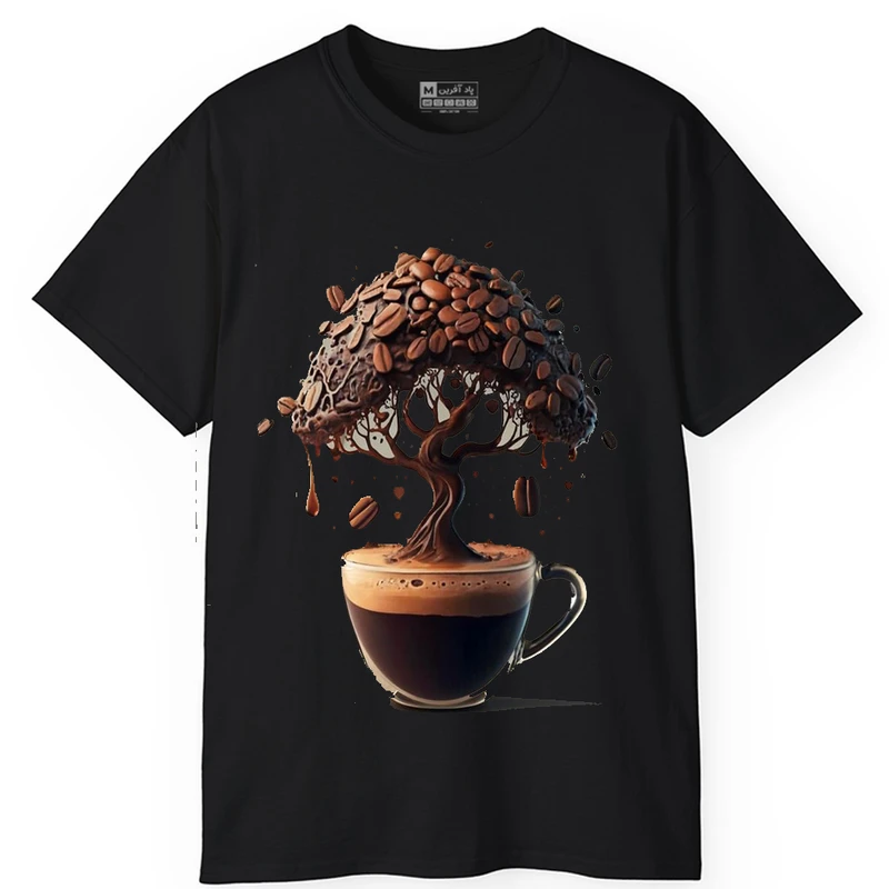 تی شرت کلاسیک استین کوتاه یقه گرد مردانه پاد افرین مدل tt119 طرح درختچه بونسای