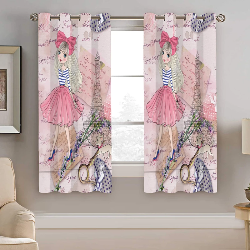 پرده نیروانا طرح دختر کودک مدل هازان کد 8384 سایز 140×200 سانتی متر