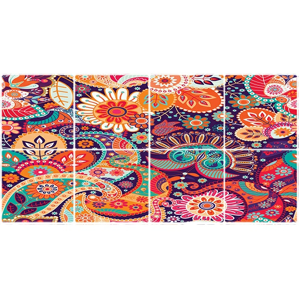 تایل سقفی آسمان مجازی طرح گلهای اسلیمی کد ST 6179-8 سایز 60x60 سانتی متر مجموعه 8عددی