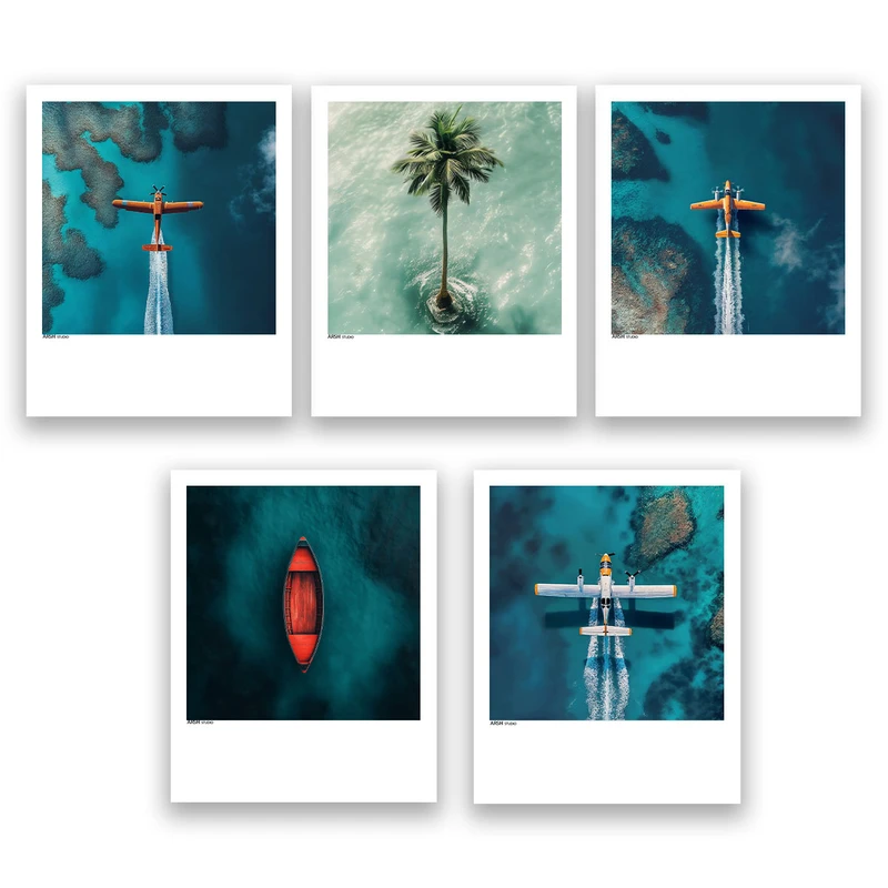 آویز تزیینی عرش مدل فانتزی منظره دریا کد Asa996 مجموعه پنج عددی