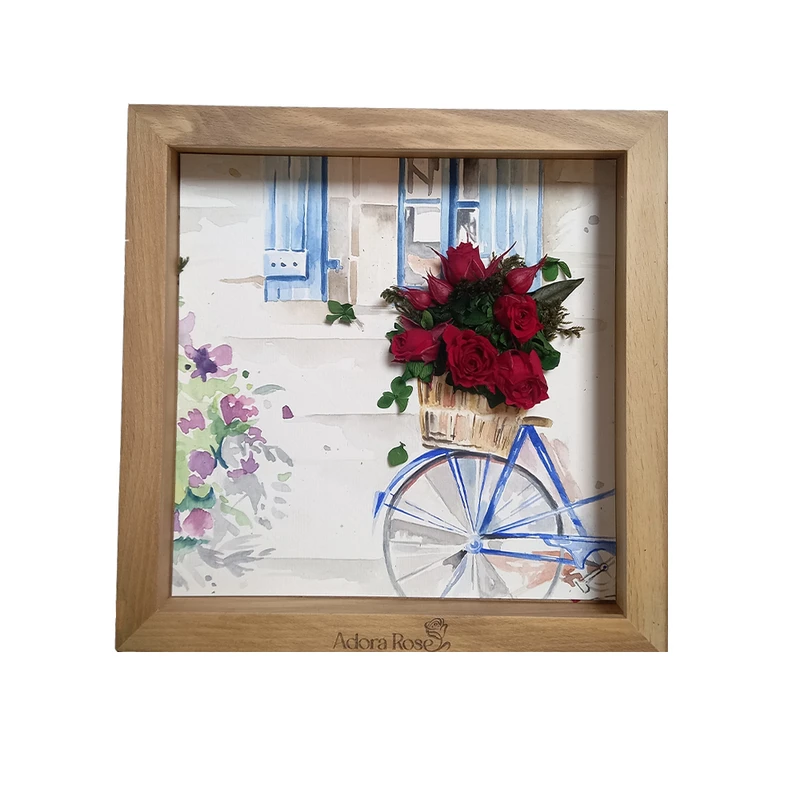 گل رز جاودان روبینا رُز مدل کلاژ آبرنگ دوچرخه