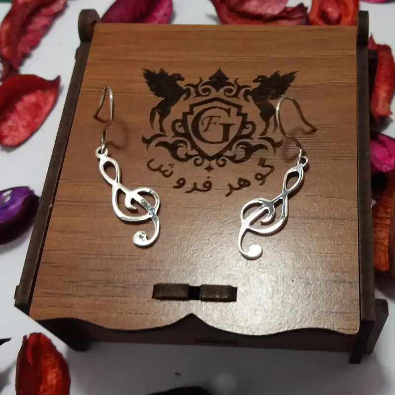 گوشواره نقره زنانه مدل نت موسیقی