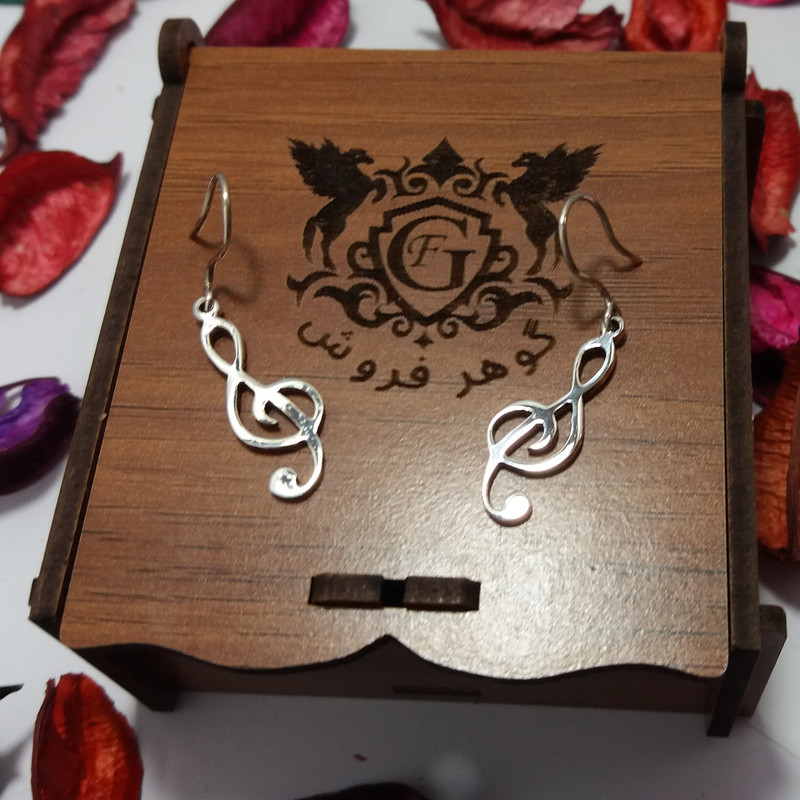 گوشواره نقره زنانه مدل نت موسیقی