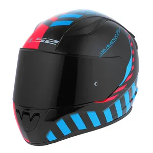 کلاه کاسکت ال اس تو مدل BLUE ORANGE BLACK VISOR