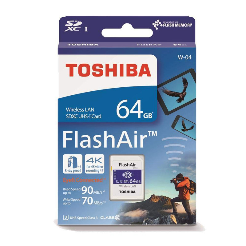 کارت حافظه SDXC توشیبا مدل W-04 Wireless کلاس 10 استاندارد UHS-I U3 سرعت 90MBps ظرفیت 64 گیگابایت