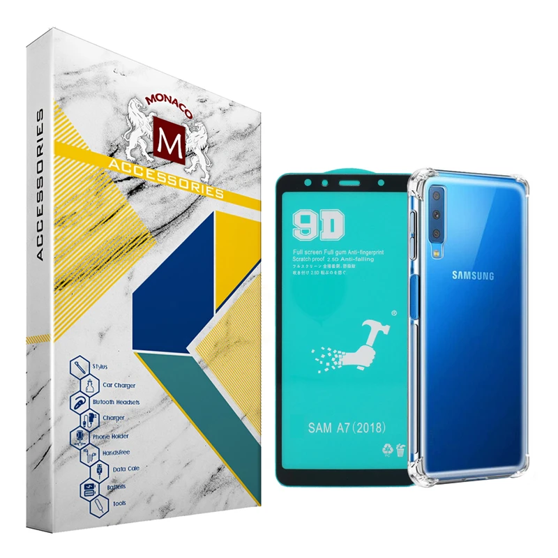 کاور موناکو مدل Shine مناسب برای گوشی موبایل سامسونگ Galaxy A7 2018 / A750 به همراه محافظ صفحه نمایش سرامیکی